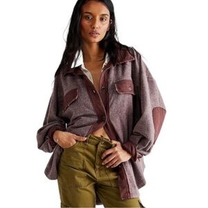 Free People Purple Shacket Ruby Oversized Sz Small